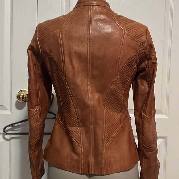 Camel coloured leather jacket - Picture 2 of 5